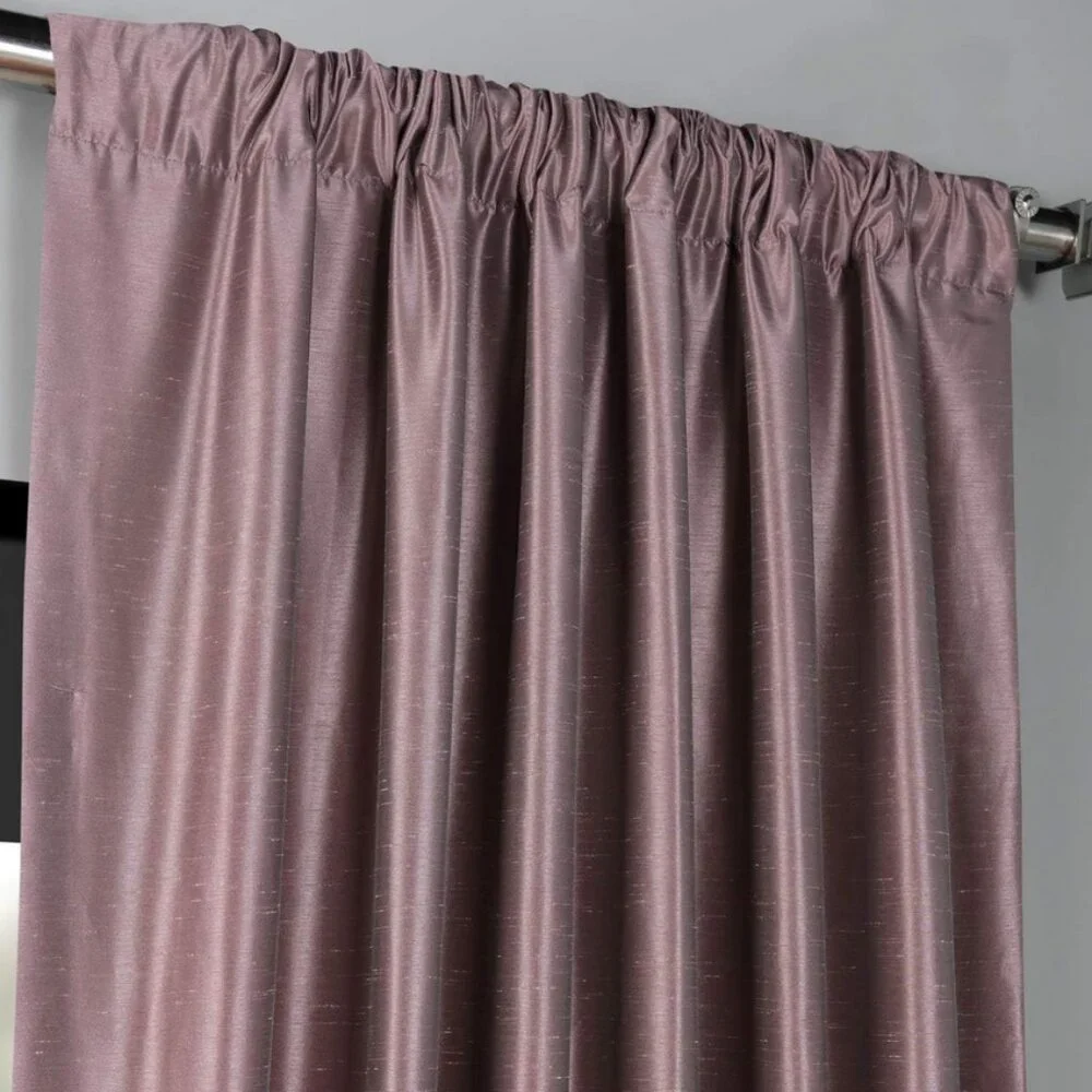 Smokey Plum Blackout Curtains Set 2 Panels Silk Thermal Room Darkening